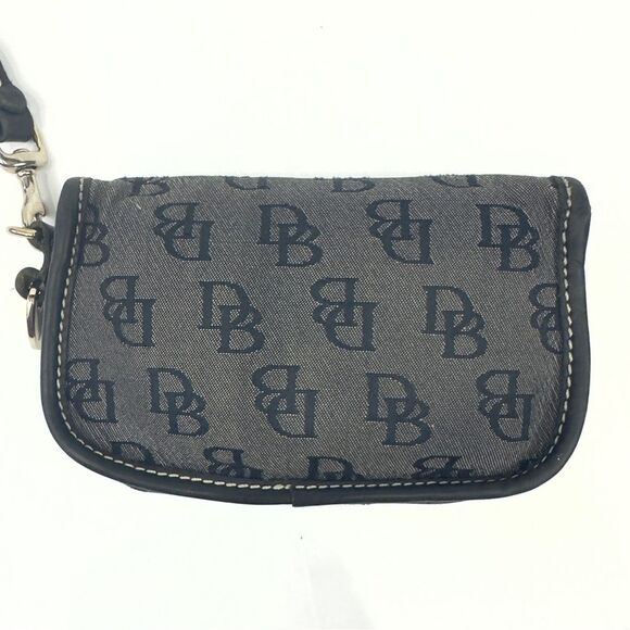 Authentic Dooney & Bourke Signature Blue and Grey Fabric Wristlet Wallet - Picture 2 of 15